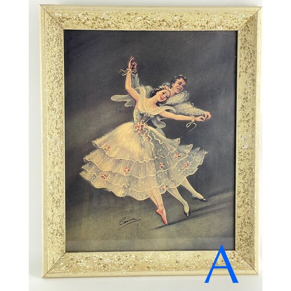 Vintage Carina ballerina print, framed ballet dancers, 50s lithography - Picture 3 of 10